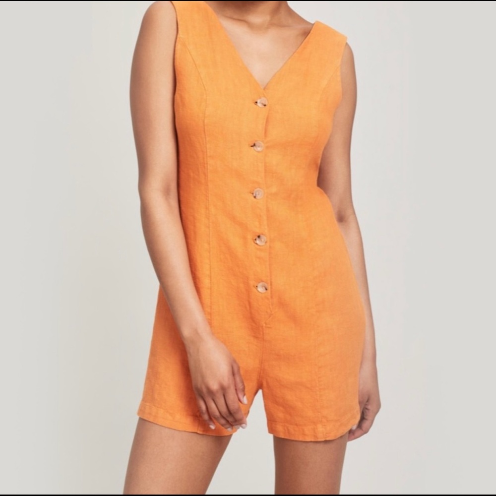 Womens Size 34 XS Paloma Wool 100% Linen Hawa Shorts Romper Playsuit